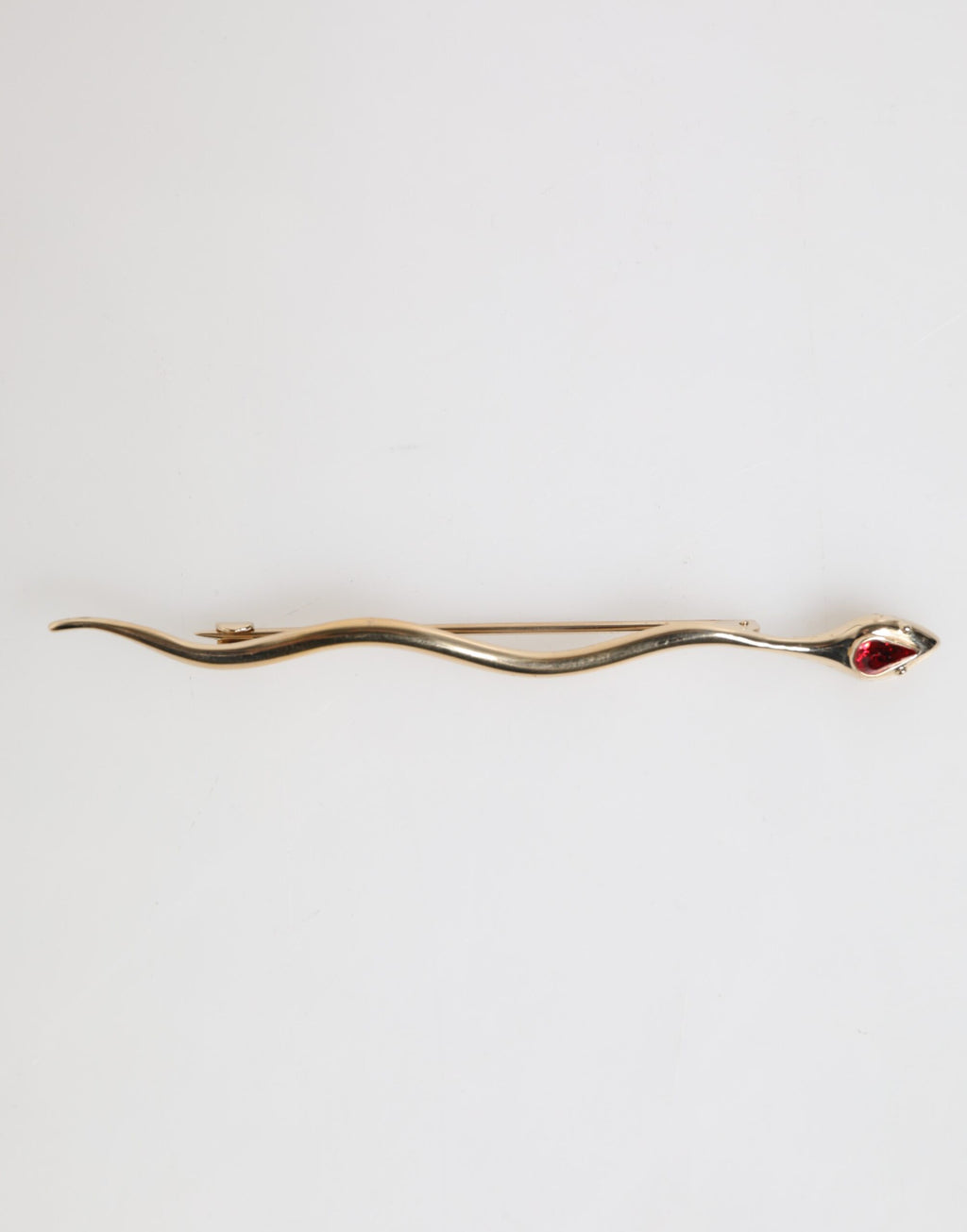 Gold Brass Red Crystal Spilla Serpente Mens Brooch Pin