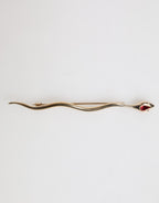 Gold Brass Red Crystal Spilla Serpente Mens Brooch Pin