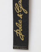 Black Yellow Polyester DG Logo Silver Keychain Keyring