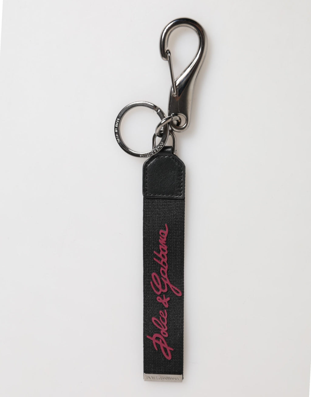 Black Red Polyester DG Logo Silver Men Keychain Keyring
