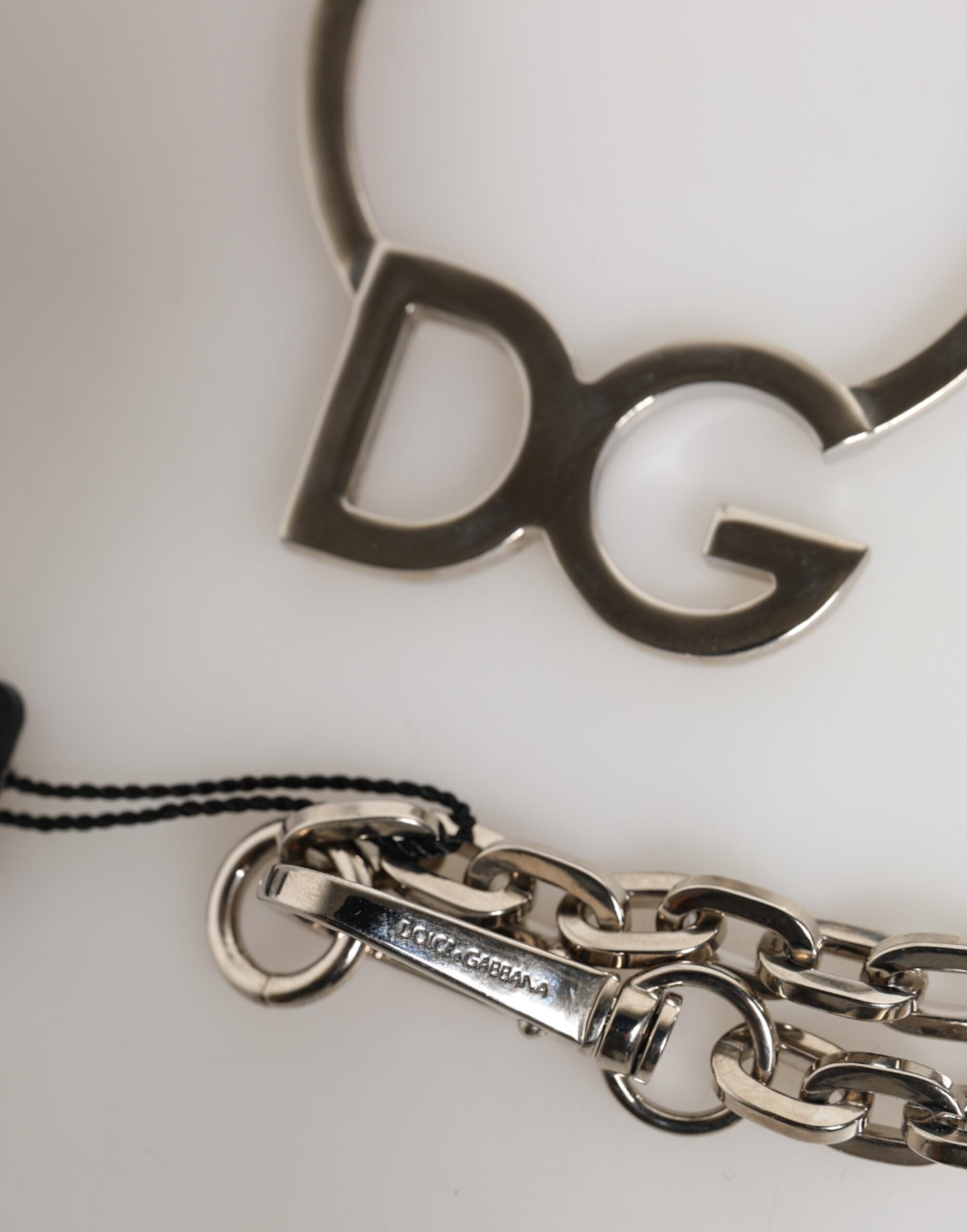 Silver Tone Brass Chain DG Logo Pendant Men Necklace