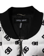 White DG Monogram Full Zip Quilted Jacket