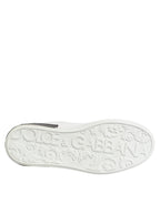 White Black Leather Portofino Sneaker Shoes