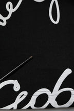 Black Logo Print Cotton Crew Neck  T-shirt