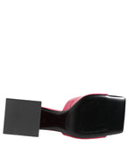 Pink Open Toe Block Heel Mules Sandals Shoes