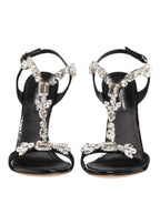 Black Keira Crystals Heels Sandals Shoes