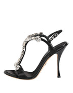 Black Keira Crystals Heels Sandals Shoes