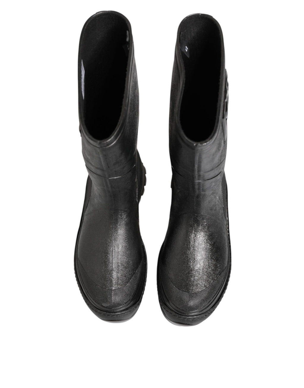 Metallic Black Pull On Rain Boots Men Shoes