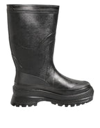 Metallic Black Pull On Rain Boots Men Shoes