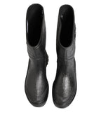 Metallic Black Pull On Rain Boots Men Shoes