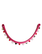 Pink Embellished Leather Bag Handle Women Shoulder Strap