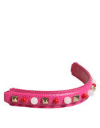 Pink Embellished Leather Bag Handle Women Shoulder Strap