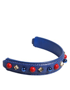 Blue Embellished Leather Bag Handle Women Shoulder Strap