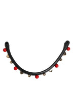 Black Embellished Leather Bag Handle Women Shoulder Strap