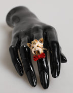 Gold Brass Resin Beige Dog Pet Accessory Ring