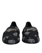 Blue Logo Cotton Loafers Formal Dress Shoes