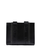 Black Woody Embroidered Logo Leather Medium Tote Bag