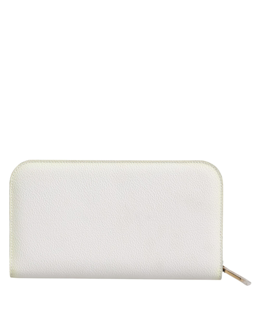 White Leather Logo Plaque Zip Around Continental Wallet
