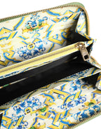 Green Leather Logo Plaque Zip Around Continenta Wallet