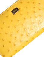 Yellow Leather Logo Plaque Zip Around Continental Wallet