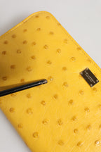 Yellow Leather Logo Plaque Zip Around Continental Wallet