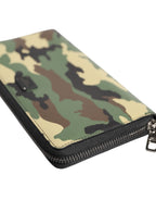 Multicolor Camouflage Logo Zip Around Continental Wallet