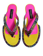 Multicolor Rhinestone Flip Flop Flat Sandals Shoes