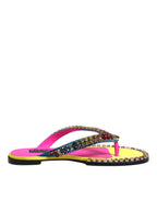 Multicolor Rhinestone Flip Flop Flat Sandals Shoes