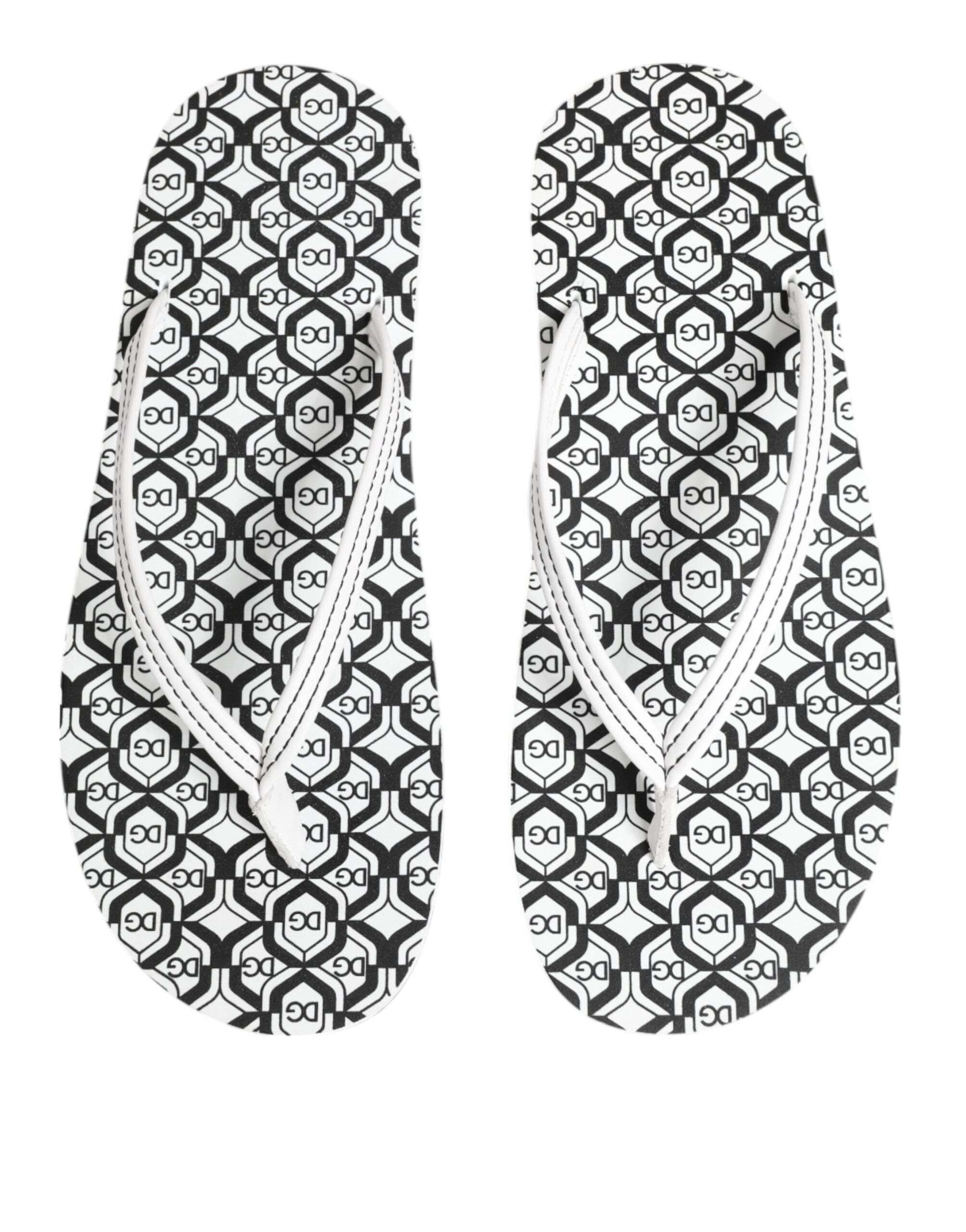 Black White Logo Beachwear Flats Slipper Shoes
