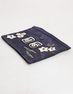 Blue DG Logo Patch Embellished Pouch Clutch Men Borse Bag