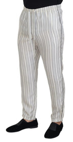 White Stripes Silk Lounge Trouser Pants