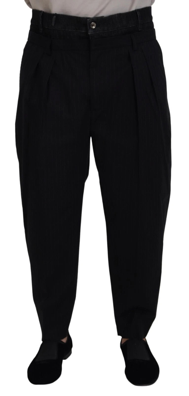 Black Cotton Stretch Loose Denim Trouser Jeans