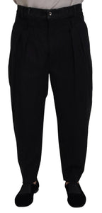 Black Cotton Stretch Loose Denim Trouser Jeans
