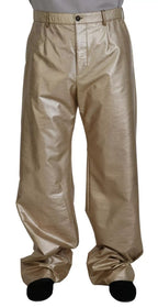 Metallic Gold Polyester StraightTrouser Pants