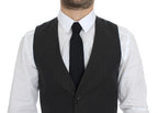 Gray Striped Formal Dress Gilet Vest