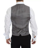 Gray Striped Formal Dress Gilet Vest