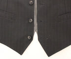 Gray Striped Formal Dress Gilet Vest