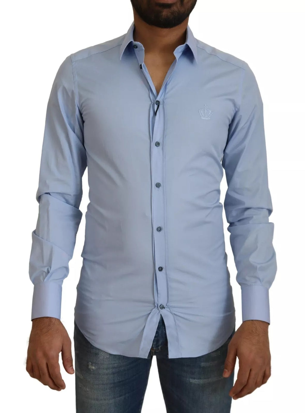Light Blue Cotton Slim Fit Dress Shirt