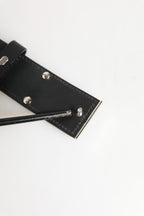 Black Leather Classic Metal Logo Buckle Belt