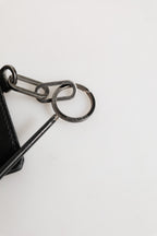 Black Leather Logo Embossed Key Chain Card Holder Wallet