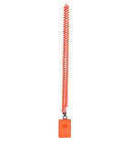 Orange Leather Logo Embossed Lanyard Card Holder Wallet