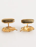 Gold 925 Sterling Silver Crystal Leaf Accessory Cufflink