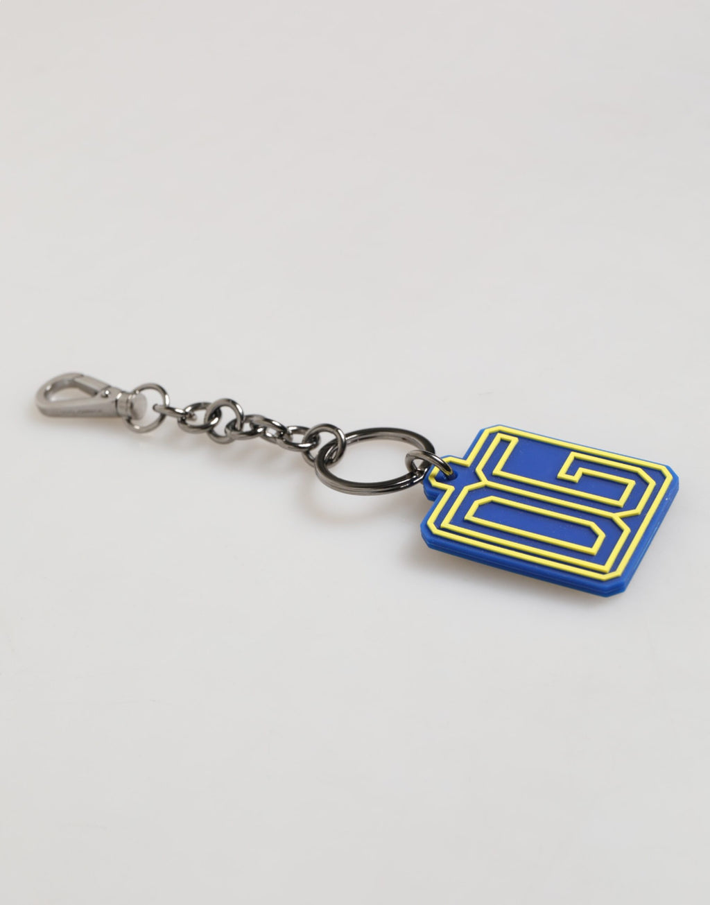 Blue Yellow DG Rubber Logo Silver Men Keychain Keyring