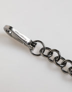 Blue Yellow DG Rubber Logo Silver Men Keychain Keyring