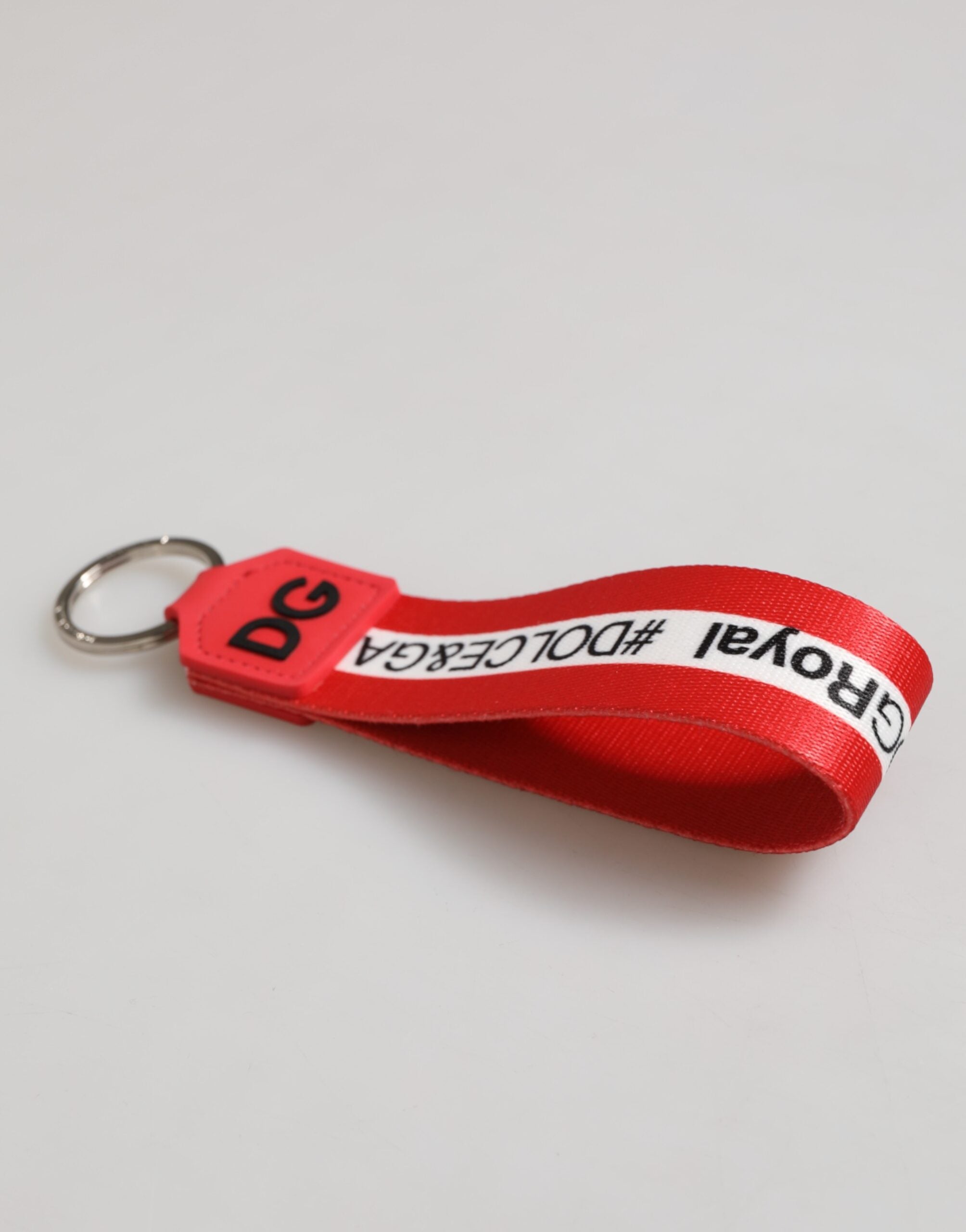 Red Logo Polyester Silver Brass Holder Keychain Keyring