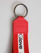 Red Logo Polyester Silver Brass Holder Keychain Men Keyring