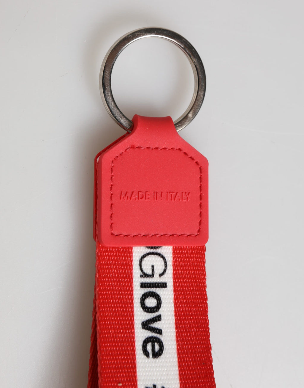 Red Logo Polyester Silver Brass Holder Keychain Keyring