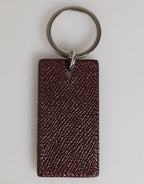 Bordeaux Leather Logo Metal Ring Men Keychain Keyring
