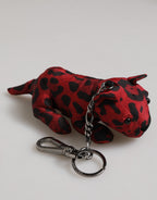 Red Black Polyester Animal Silhouette Keychain Keyring