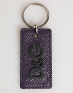 Violet Leather Logo Metal Ring Men Keychain Keyring